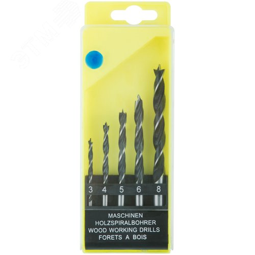 Набор сверл по дереву, пластиковый бокс, 5 шт.(3-4-5-6-8 мм) - фото 3