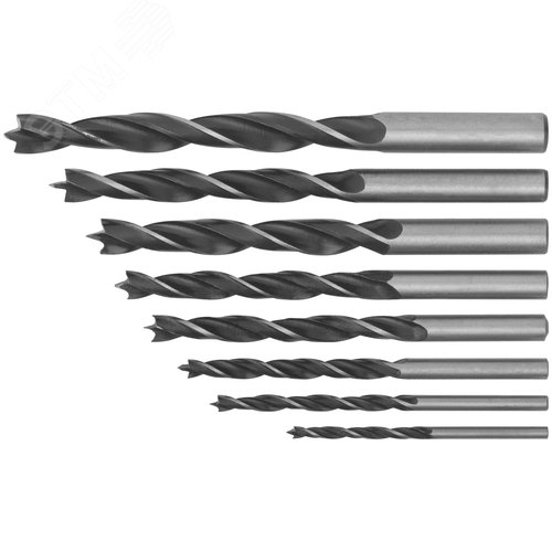 Изображение товара Набор сверл по дереву, ПВХ конверт, 8 шт(3-4-5-6-7-8-9-10 мм) (компл)