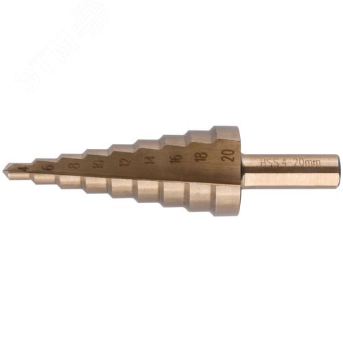 Изображение товара Сверло ступенчатое HSS Co5% (Р6М5К5) по металлу, 9 ступеней, 4-20 мм (шт)