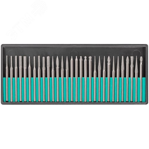 Изображение товара Шарошки, усиленная сталь с алмазным напылением, штифт диаметр 3 мм, 30 шт (шт)