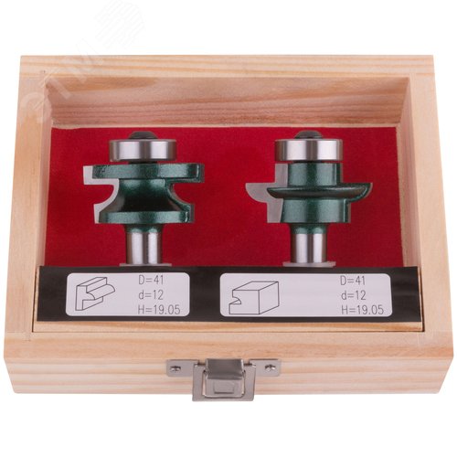 Фрезы по дереву комбинированные универсальные, набор 2 шт., деревянный бокс, DxH=41х19,5 мм - фото 1