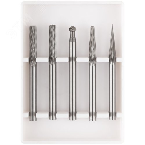 Изображение товара Шарошки карбидные Профи, штифт 3 мм (мини), набор 5 шт (шт)