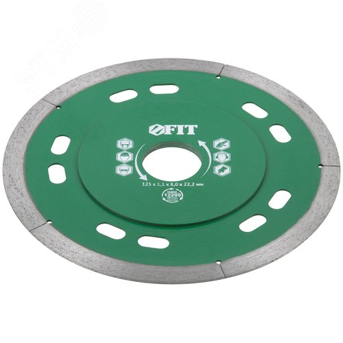 Диск отрезной алмазный тонкий (сухая и влажная резка), для кафеля и керамогранита, 125х1,1х8,0х22,2 мм - фото 2