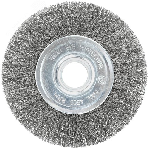 Корщетка-колесо, посадочный диаметр 22,2 мм, волнистая проволока, нержавеющая сталь, Профи 125 мм - фото 2