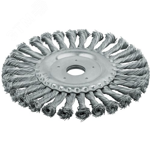 Изображение товара Кордщетка-колесо, посадочный диаметр 22.2 мм, стальная витая проволока 180 мм (шт)