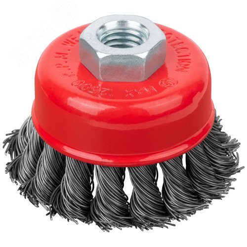 Изображение товара Кордщетка-чашка, гайка М14, стальная витая проволока 65 мм (шт)