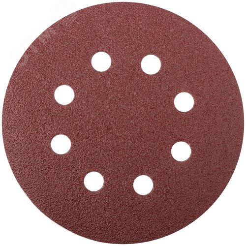 Изображение товара Круги шлифовальные с отверстиями (липучка), алюминий-оксидные, 125 мм, 5 шт Р 80 гибкая -14А (упак)