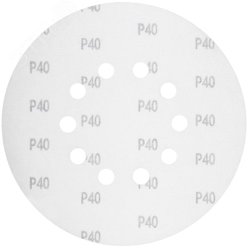 Круги шлифовальные с отверстиями (липучка), алюминий-оксидные, 225 мм, 5 шт.  Р 40 - фото 2