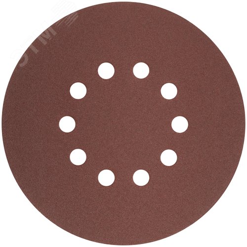 Круги шлифовальные с отверстиями (липучка), алюминий-оксидные, 225 мм, 5 шт.  Р 80 - фото 1