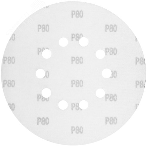 Круги шлифовальные с отверстиями (липучка), алюминий-оксидные, 225 мм, 5 шт.  Р 80 - фото 2