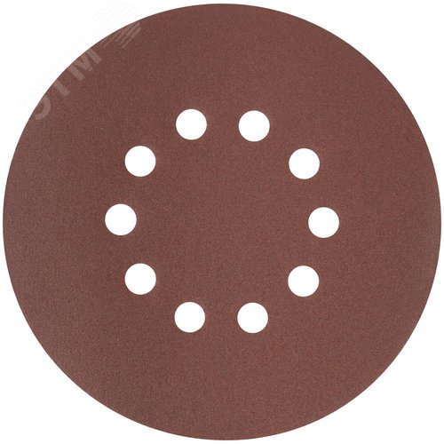 Круги шлифовальные с отверстиями (липучка), алюминий-оксидные, 225 мм, 5 шт.  Р 100 - фото 1