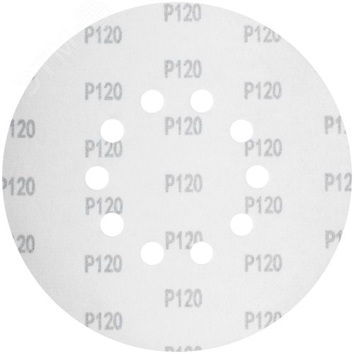 Круги шлифовальные с отверстиями (липучка), алюминий-оксидные, 225 мм, 5 шт.  Р 120 - фото 2