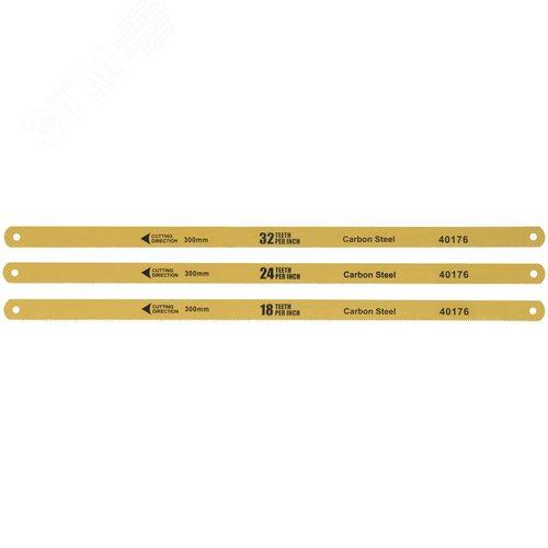 Изображение товара Полотна ножовочные по металлу односторонние 300 мм, набор 6 шт на подвесе (18ТPI+24ТPI+32ТPI) (упак)