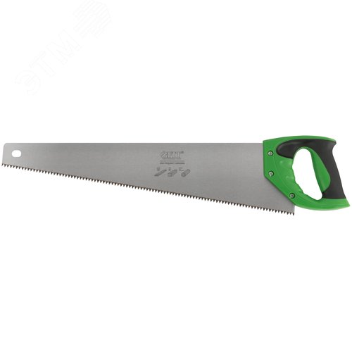 Изображение товара Ножовка по дереву, крупный каленый зуб 5 TPI, 2D заточка, пластиковая прорезиненная ручка 500 мм (шт)