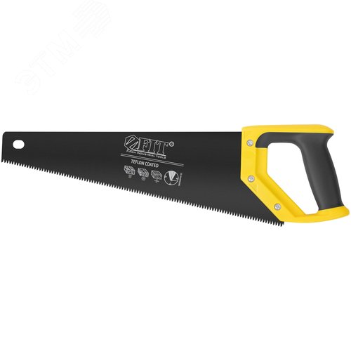 Изображение товара Ножовка по дереву, средн.кален.зуб 7 ТPI, 3D заточка, пласт.прорезинен.ручка, тефлон.покрытие 400 мм (шт)