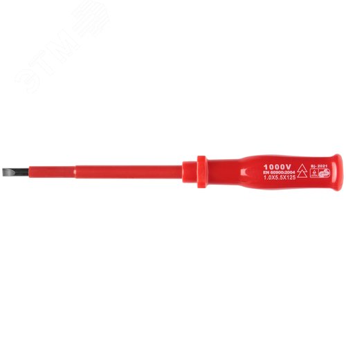 Изображение товара Отвертка изолированная 1000 В, CrV сталь, пластиковая ручка 5х125 мм SL (шт)