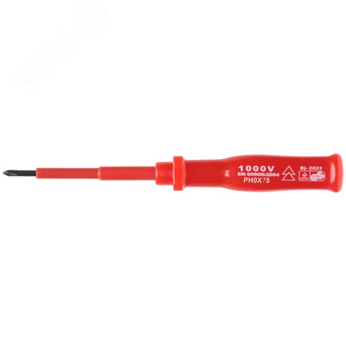 Изображение товара Отвертка изолированная 1000 В, CrV сталь, пластиковая ручка РН0x75 мм (шт)