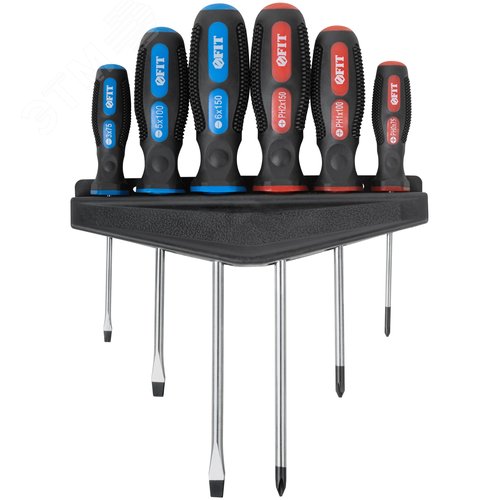 Изображение товара Отвертки ''Универсал'' Профи, CrV сталь, прорезиненные ручки, на держателе, набор 6 шт (шт)