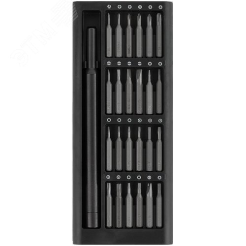 Изображение товара Отвертка с битами для точных работ, 25 шт, сталь S2, алюминиевый кейс, Профи (шт)