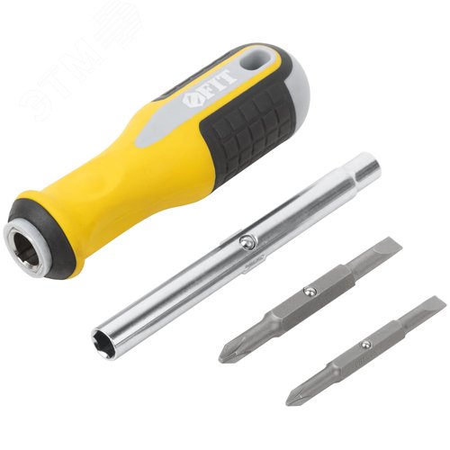 Отвертка с переставным жалом Старт, CrV сталь,    6-в-1, стежень 115 мм, прорезиненная ручка - фото 2