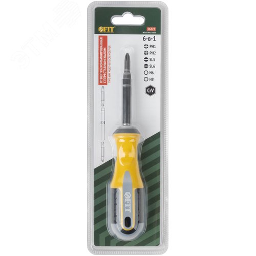 Отвертка с переставным жалом Старт, CrV сталь,    6-в-1, стежень 115 мм, прорезиненная ручка - фото 3