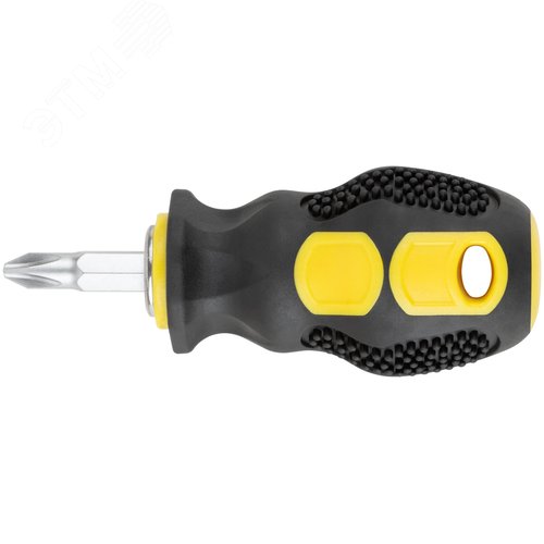 Отвертка c переставным жалом коротыш, CrV сталь, прорезиненная ручка 6х25 мм PH2/SL6, шоу-бокс - фото 2