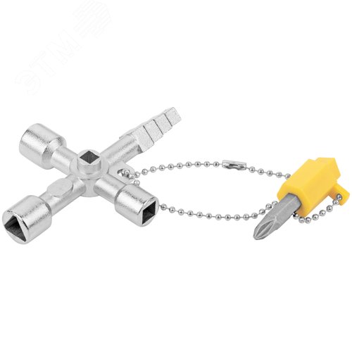 Ключ универсальный для электрошкафов 5-в-1, двусторонняя CrV бита PH2/SL7 - фото 1