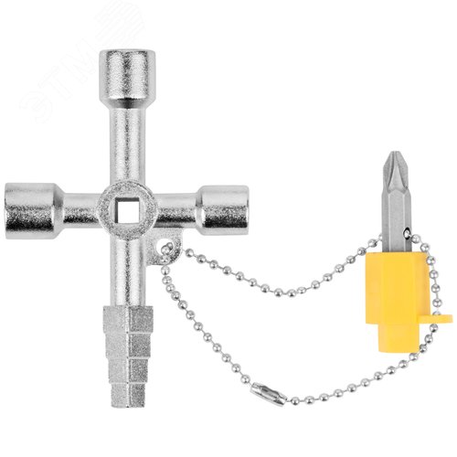 Ключ универсальный для электрошкафов 5-в-1, двусторонняя CrV бита PH2/SL7 - фото 2