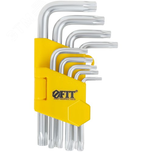 Ключи звездочки, CrV сталь, 9 шт., Т10-Т50, с отверстием, в пластиковом держателе - фото 2