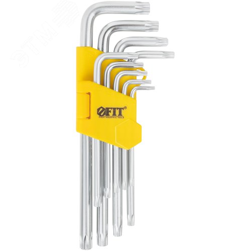 Ключи звездочки, CrV сталь, 9 шт., Т10-Т50, с отверстием, длинные, в пластиковом держателе - фото 2