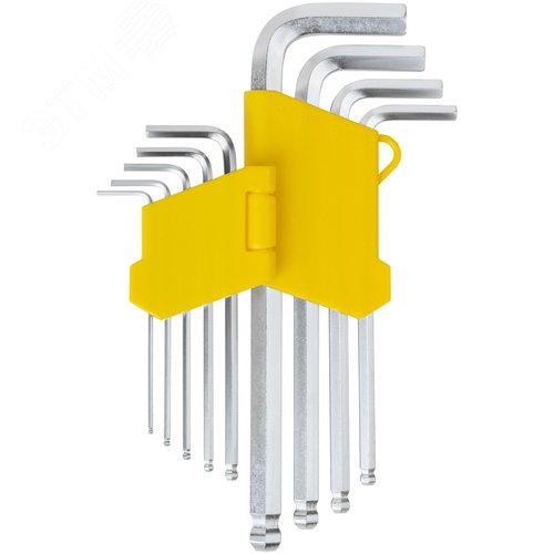 Ключи шестигранные, CrV сталь, 9 шт., 1,5-10 мм, с шаровым наконечником, длинные, в пластиковом держателе - фото 1