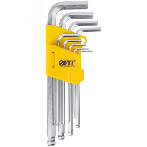 Ключи шестигранные, CrV сталь, 9 шт., 1,5-10 мм, с шаровым наконечником, длинные, в пластиковом держателе - фото 2