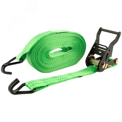 Ремень для крепления груза, храповый механизм 135 мм, полиэфирная лента 38 мм x 12 м, 1500 / 3000 кг - фото 1