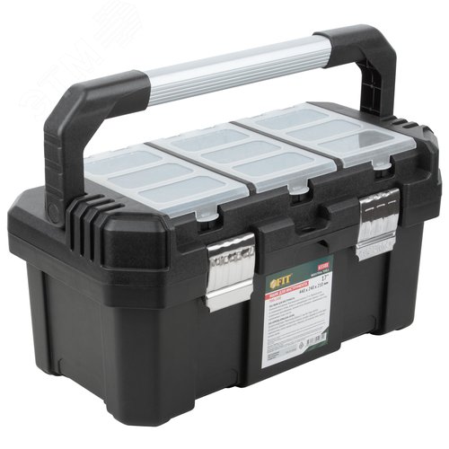 "Ящик для инструмента пластиковый 17"" ( 440х240х210 мм ) металл.замки, алюминиевая ручка" - фото 2