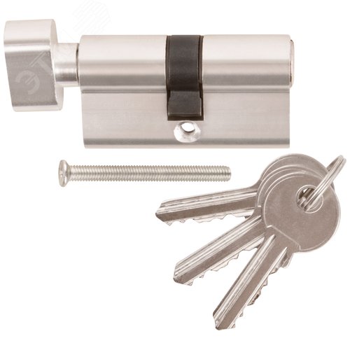 Изображение товара Цилиндровый механизм ''Фабрика замков'' 60 мм, ключ-завертка, хром (шт)