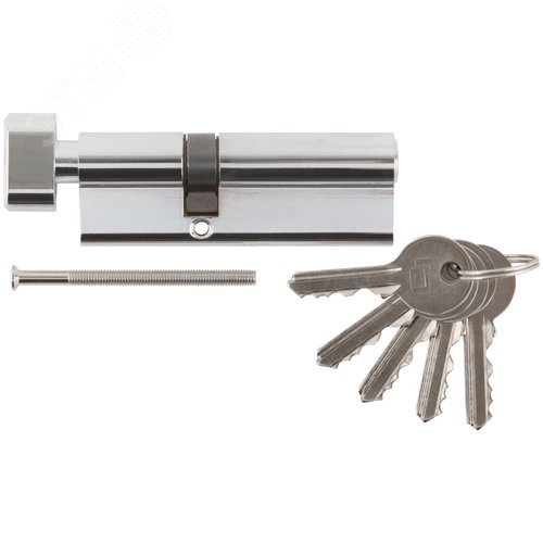 Изображение товара Цилиндровый механизм ''PALLADIUM'' асимметричный, 90 мм, ключ-завертка, хром (шт)