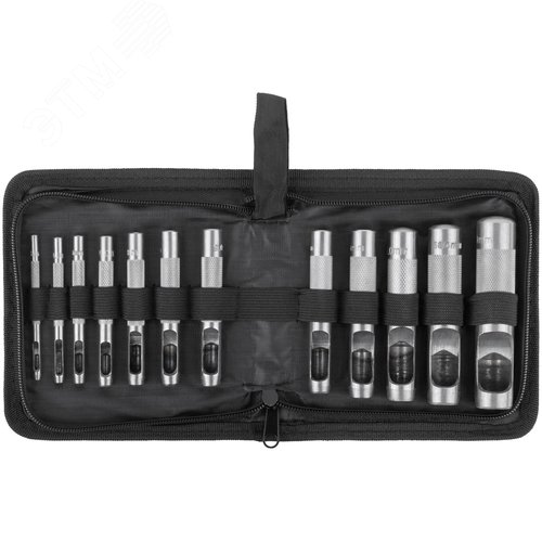 Пробойники для кожи, набор 12 шт. (отверстия 3-4-5-6-7-8-9-10-12-14-16-19 мм ) - фото 1