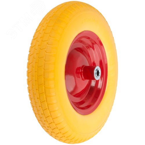 Изображение товара Колесо запасное полиуретановое 400х90x230 мм (4.80''/4.00''-8''), подшипники 16 мм, для тачки 77556 (шт)