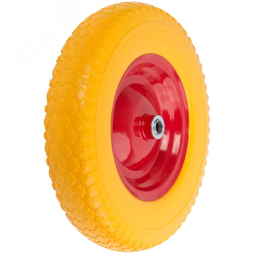 Изображение товара Колесо запасное полиуретановое 400х90x230 мм (4.80''/4.00''-8''), подшипники 20 мм, для тачки 77557 (шт)