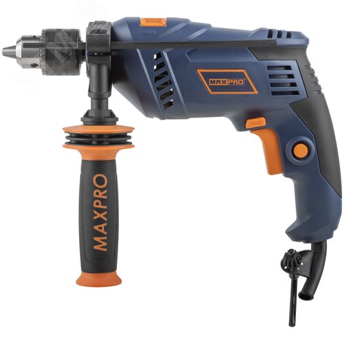 Дрель ударная 710 Вт,0-3000 об/мин,ключевой патрон 1,5-13 мм,2 кг,антивибрационная ручка,резиновые вставки,кор. - фото 2