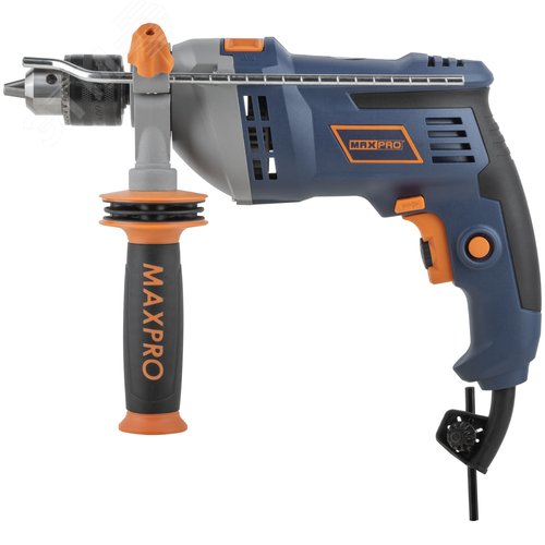 Дрель ударная 850 Вт,0-3000 об/мин,ключевой патрон 1,5-13 мм,2,4 кг,антивибрационная ручка,меалл. корпус редуктора,резиновые вставки,кор. - фото 2