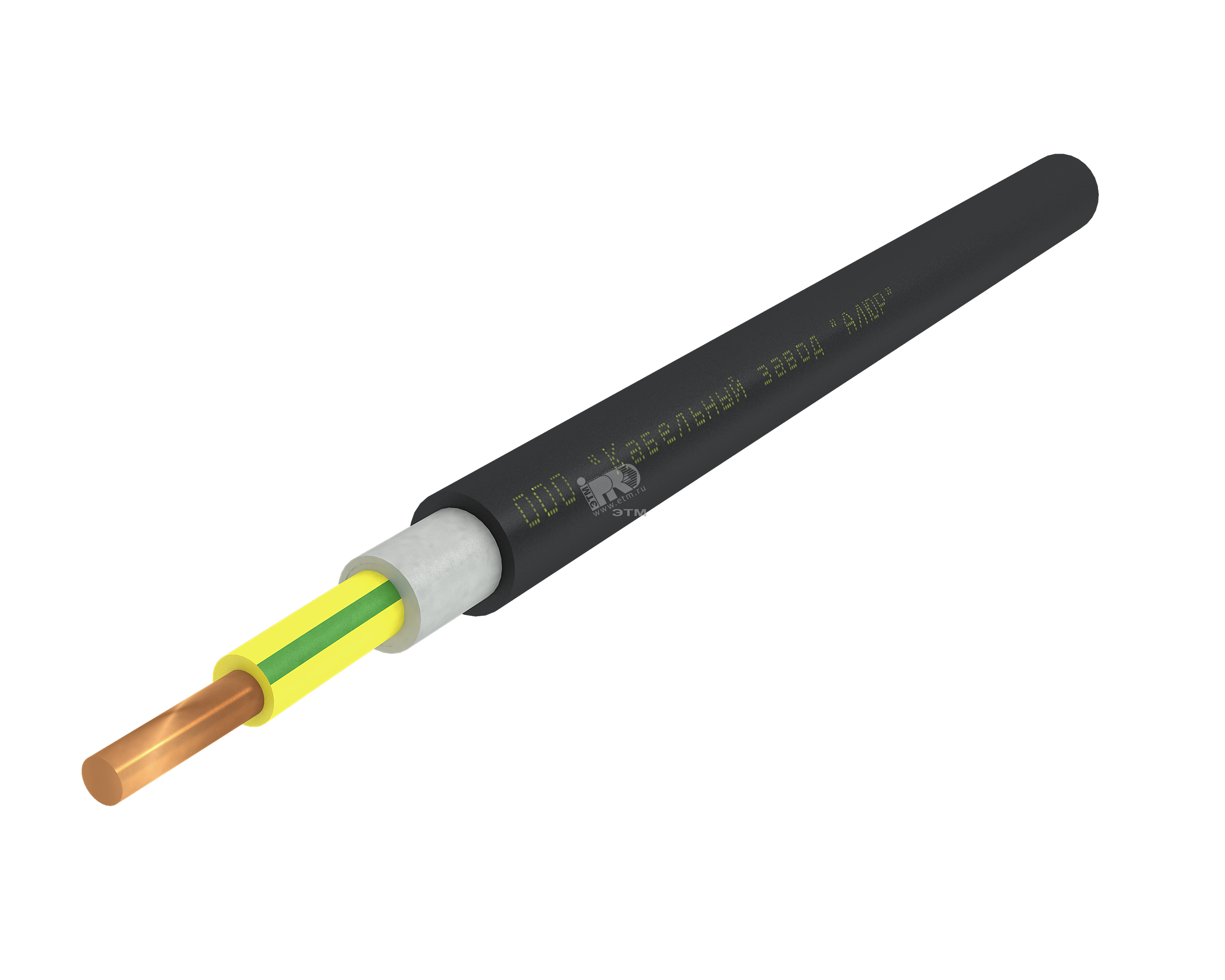 Кабель силовой ППГнг(А)-HF 1х16ок(PE)-0.66 однопроволочный желто-зеленый (барабан)  АЛЮР - превью 2