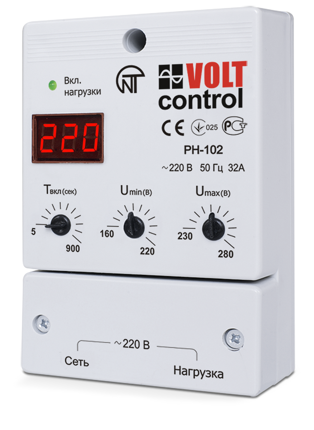 Реле напряжения РН-102 32А, настенное исполнение
