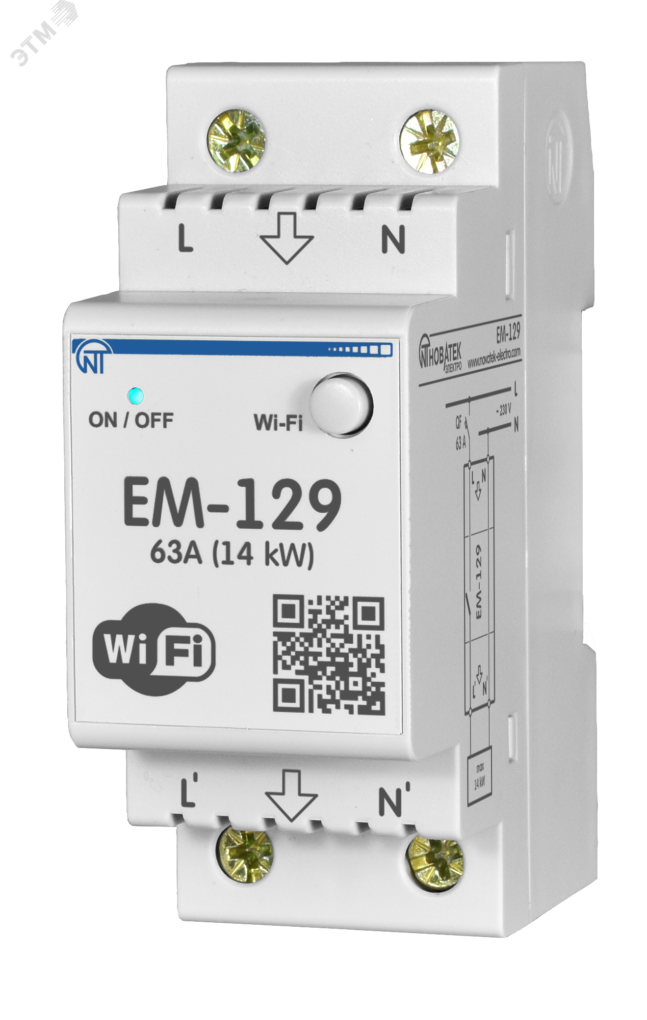 Изображение товара Счетчик электроэнергии EM-129 Wi-Fi с защитой и управлением