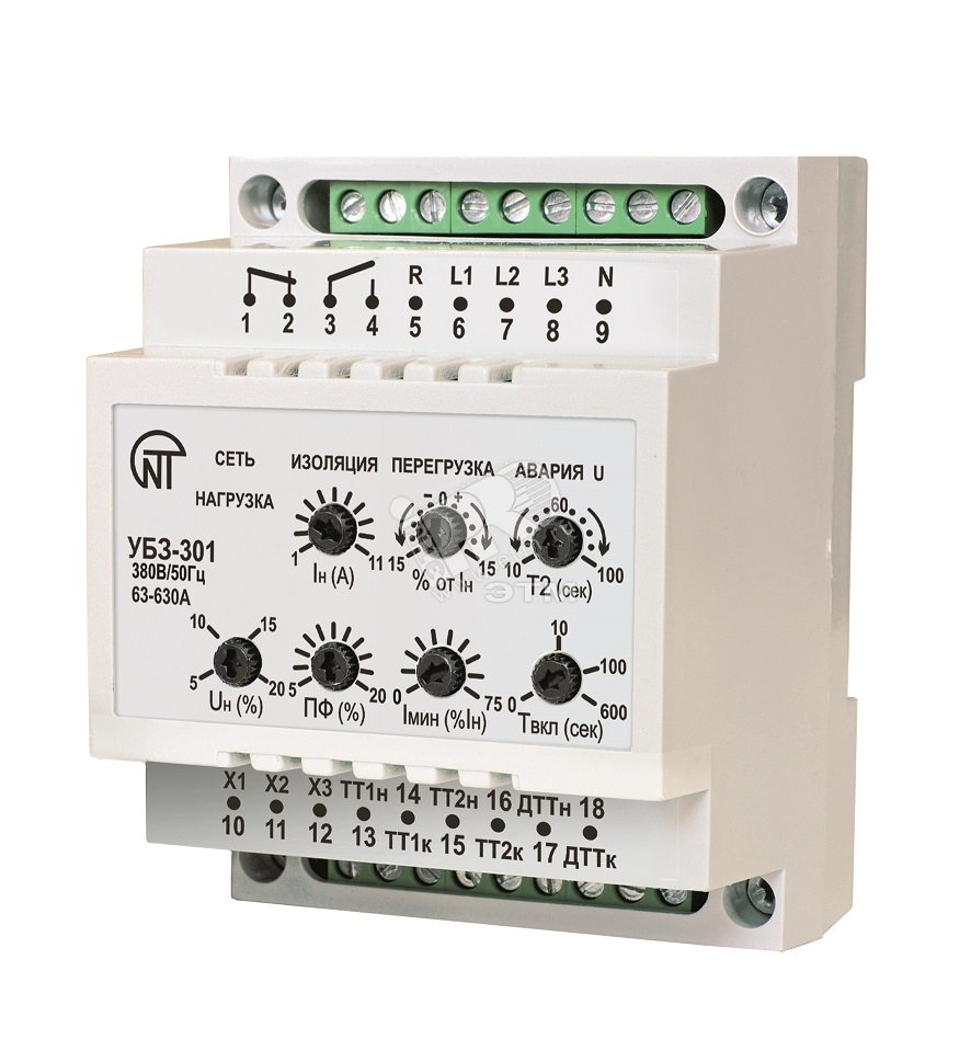 Изображение товара Блок защиты электродвигателей УБЗ-301 63-630A для трехфазных машин 380 В
