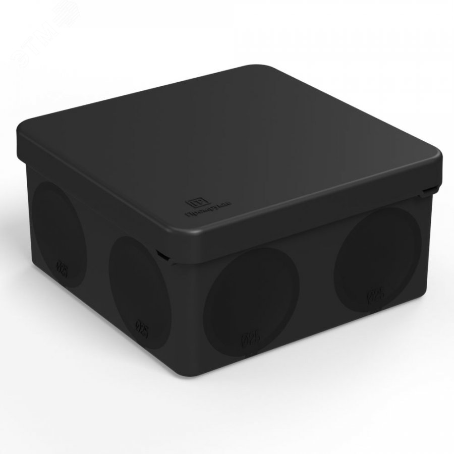 Коробка распределительная для прямого монтажа двухкомпонентная безгалогенная (HF) черная 100х100х50 (66шт/кор) 60-0300-9005 Промрукав - превью 2