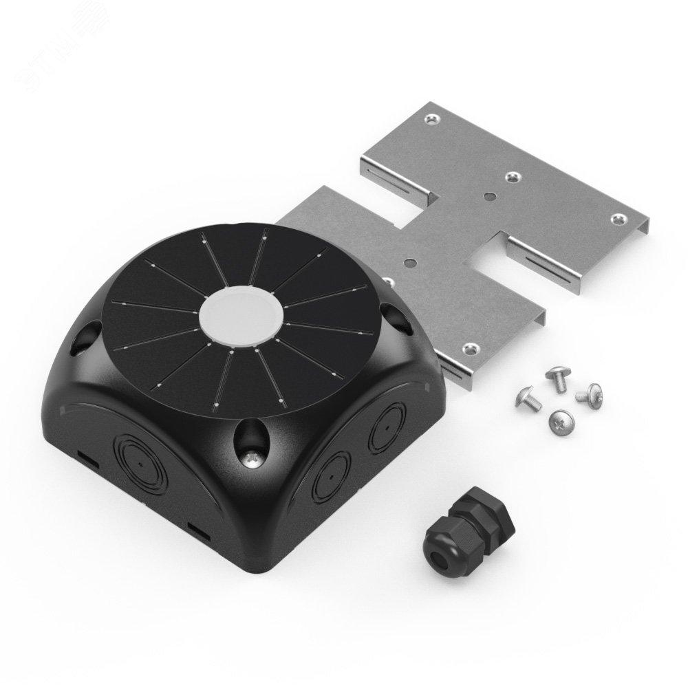 Изображение товара Коробка распределительная 60-0500-9005-П-КВ для видеокамер двухкомпонентная безгалогенная (HF) черная 100х100х50 с пластиной и каб. вводом (шт)