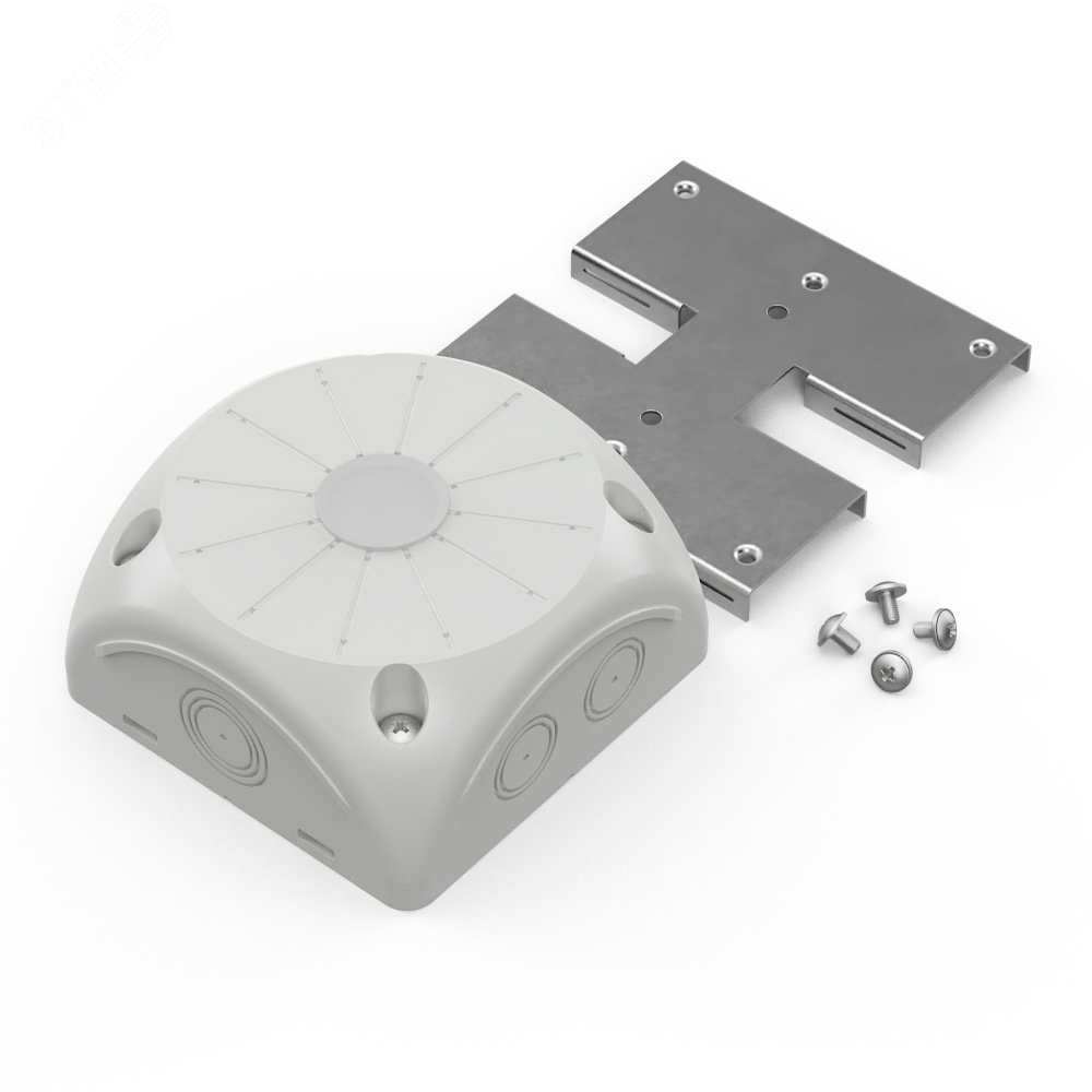 Изображение товара Коробка распределительная 60-0500-П для видеокамер двухкомпонентная безгалогенная (HF) серая 100х100х50 с пластиной монтажной (шт)