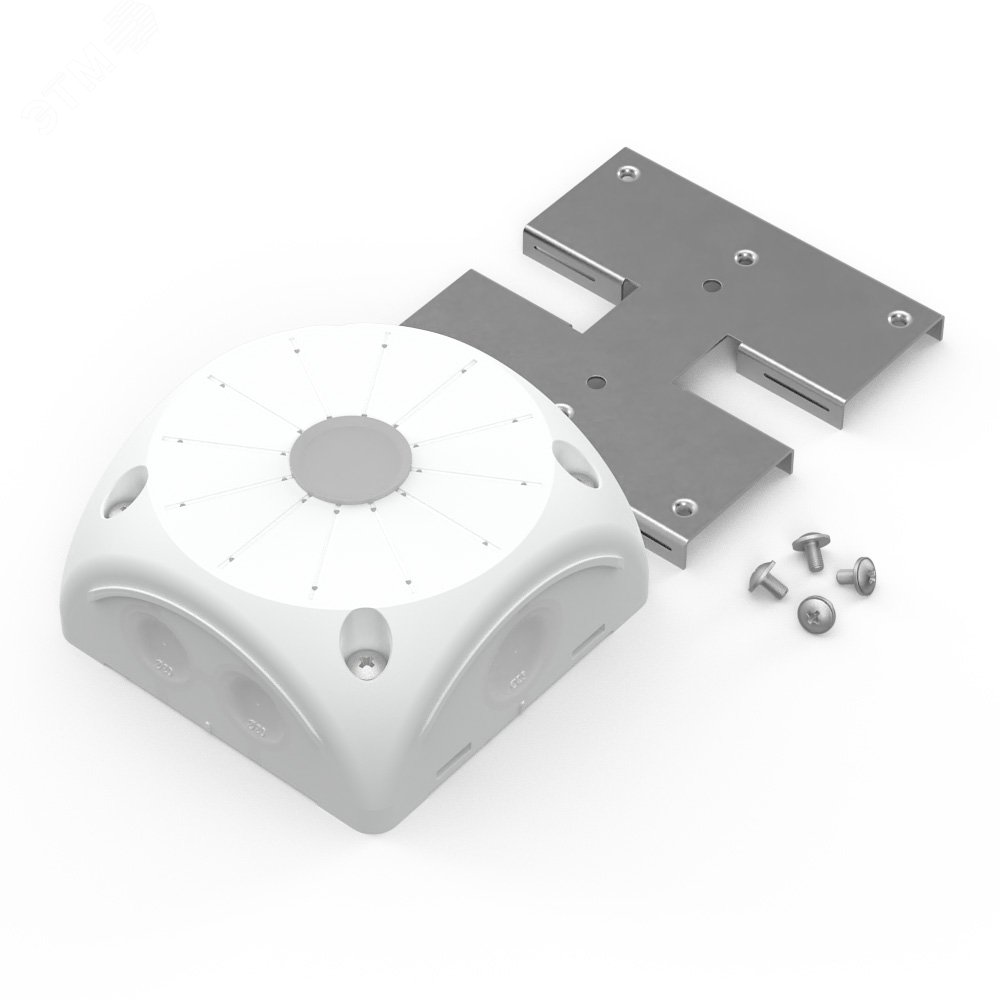 Изображение товара Коробка распределительная 60-0505-9003-П для видеокамер двухкомпонентная с мембранами белая 100х100х50 с пластиной монтажной (шт)