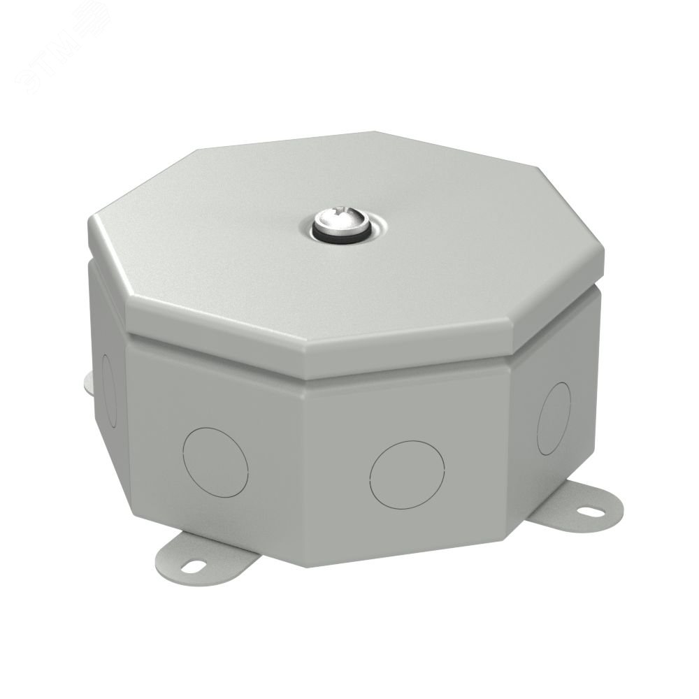 Изображение товара Металлическая коробка Октагон серого цвета 130х130х63 мм для электропроводки